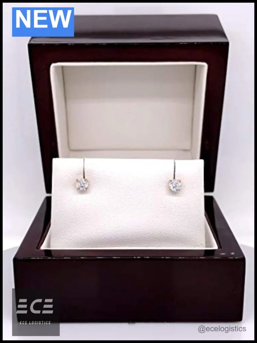14k Rose Gold Lab Grown Diamond Stud Earrings Screw Back